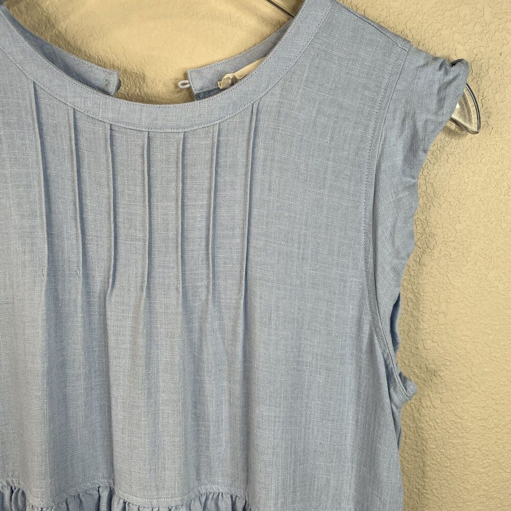 New In Women’s Light Blue Mini Tiered Ruffle Classic Coastal Small Sleeveless - Picture 3 of 16